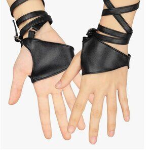 Black Punk PU Leather Gloves